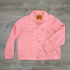 Levis Denim Trucker Jacket Women's Large Pink Peach Vintage Fit Lightweight